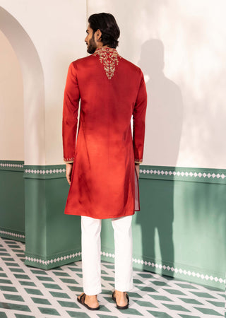 Shreyansh Designs-Red Noraiz Kurta And Pants-INDIASPOPUP.COM