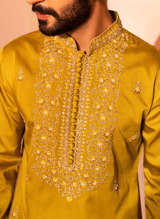 Shreyansh Designs-Tan Yellow Faqat Kurta And Pants-INDIASPOPUP.COM