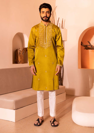 Shreyansh Designs-Tan Yellow Faqat Kurta And Pants-INDIASPOPUP.COM