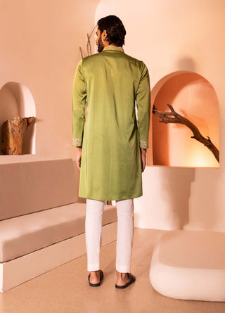 Shreyansh Designs-Green Raihbar Kurta And Pants-INDIASPOPUP.COM