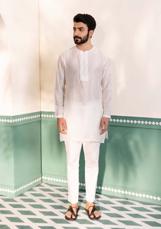 Shreyansh Designs-White Shirin Kurta And Pants-INDIASPOPUP.COM