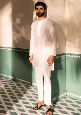 Shreyansh Designs-White Shirin Kurta And Pants-INDIASPOPUP.COM