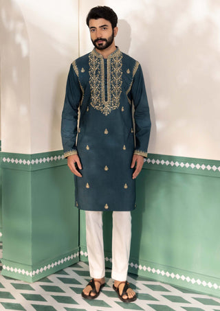 Shreyansh Designs-Green Mushq Kurta And Pants-INDIASPOPUP.COM