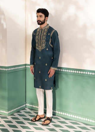 Shreyansh Designs-Green Mushq Kurta And Pants-INDIASPOPUP.COM
