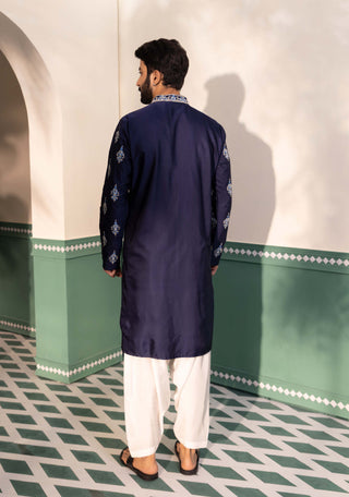 Shreyansh Designs-Blue Sarab Kurta And Pants-INDIASPOPUP.COM