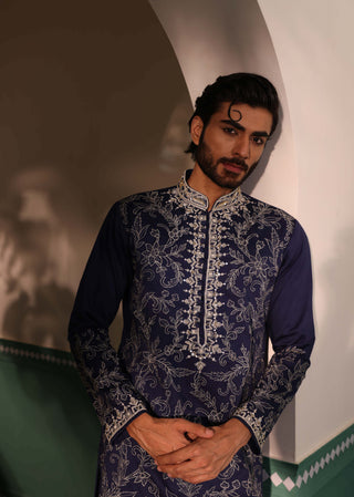 Shreyansh Designs-Blue Gul Kurta And Pants-INDIASPOPUP.COM