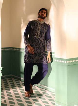 Shreyansh Designs-Blue Gul Kurta And Pants-INDIASPOPUP.COM