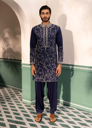 Shreyansh Designs-Blue Gul Kurta And Pants-INDIASPOPUP.COM