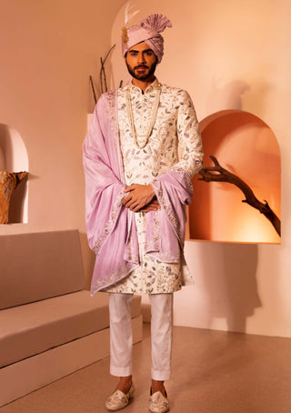 Shreyansh Designs-Off-White Janaab Sherwani Set-INDIASPOPUP.COM