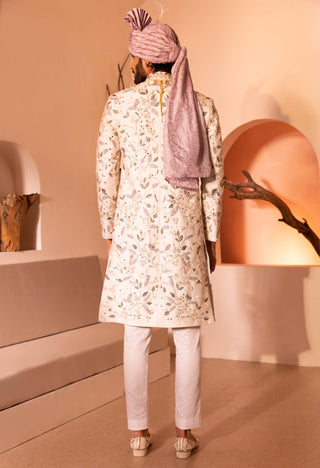 Shreyansh Designs-Off-White Janaab Sherwani Set-INDIASPOPUP.COM