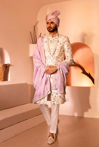 Shreyansh Designs-Off-White Janaab Sherwani Set-INDIASPOPUP.COM