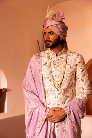 Shreyansh Designs-Off-White Janaab Sherwani Set-INDIASPOPUP.COM