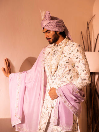 Shreyansh Designs-Off-White Janaab Sherwani Set-INDIASPOPUP.COM