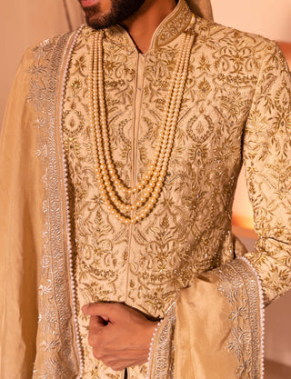 Shreyansh Designs-Golden Nawab Sherwani Set-INDIASPOPUP.COM