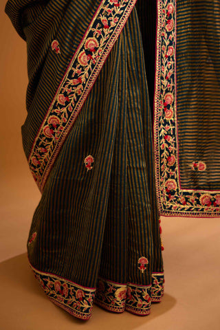 Shyam Narayan Prasad-Dark Navy Blue Gota Sari And Blouse-INDIASPOPUP.COM
