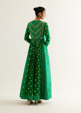 Shyam Narayan Prasad-Emerald Green Zardozi Embroidered Anarkali Set-INDIASPOPUP.COM