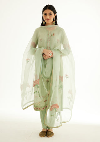 Shyam Narayan Prasad-Smoke Green Zardozi Embroidered Kurta Set-INDIASPOPUP.COM