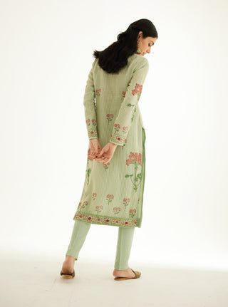 Shyam Narayan Prasad-Smoke Green Zardozi Embroidered Kurta Set-INDIASPOPUP.COM