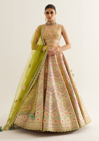 Shyam Narayan Prasad-Multi Green Gota Embroidered Lehenga Set-INDIASPOPUP.COM