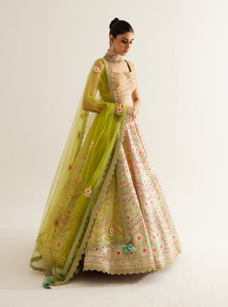 Shyam Narayan Prasad-Multi Green Gota Embroidered Lehenga Set-INDIASPOPUP.COM