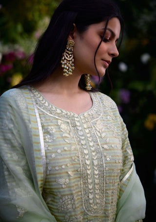 Mist Jade Green Kurta Set by Shyam Narayan Prasad, available on Indiaspopup.com
