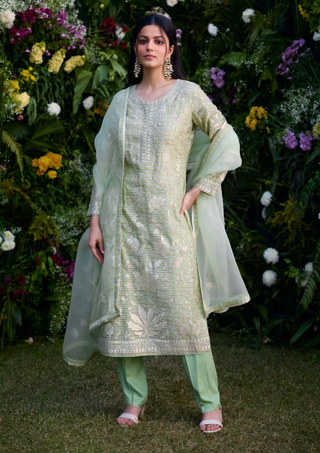 Mist Jade Green Kurta Set by Shyam Narayan Prasad, available on Indiaspopup.com