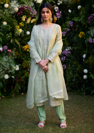 Mist Jade Green Kurta Set by Shyam Narayan Prasad, available on Indiaspopup.com