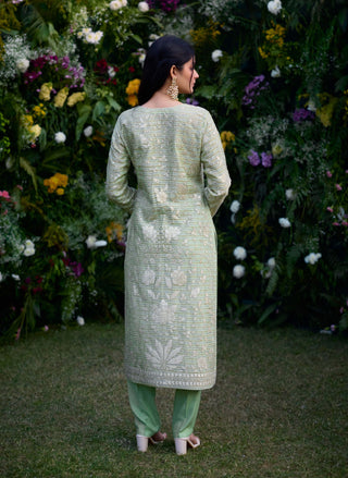 Mist Jade Green Kurta Set by Shyam Narayan Prasad, available on Indiaspopup.com