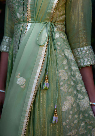 Mist Green Embroidered Anarkali Set by Shyam Narayan Prasad, available on Indiaspopup.com