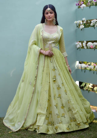 Canary Yellow Kurta And Lehenga Set by Shyam Narayan Prasad, available on Indiaspopup.com
