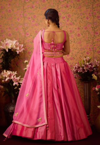 Rose Pink Lehenga Set by Shyam Narayan Prasad available on Indiaspopup.com