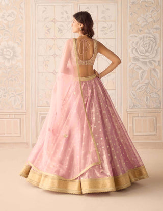 Blush pink organza tissue brocade lehenga set