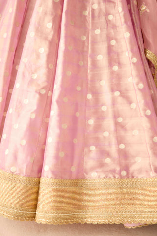 Blush pink organza tissue brocade lehenga set