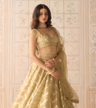 Gold brocade lehenga set