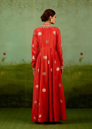 Burnt orange anarkali set