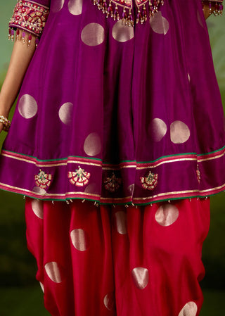 Purple pink top dhoti set