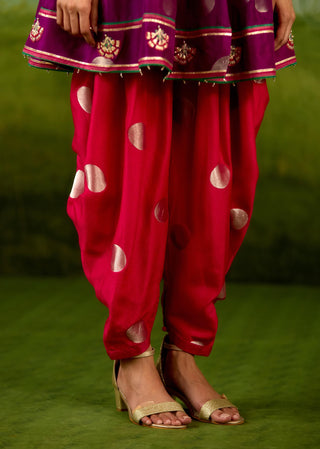 Purple pink top dhoti set