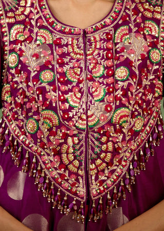 Purple pink top dhoti set