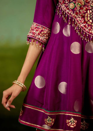 Purple pink top dhoti set
