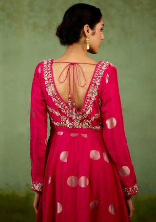 Fuschia pink anarkali set