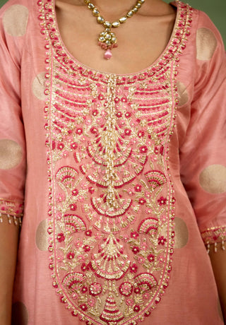 Coral pink kurta sharara set