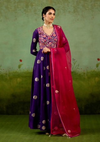 Heliotrope purple anarkali set