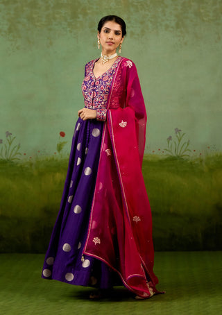 Heliotrope purple anarkali set