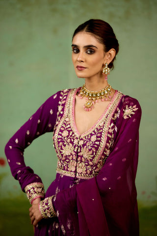 Wine purple anarkali set
