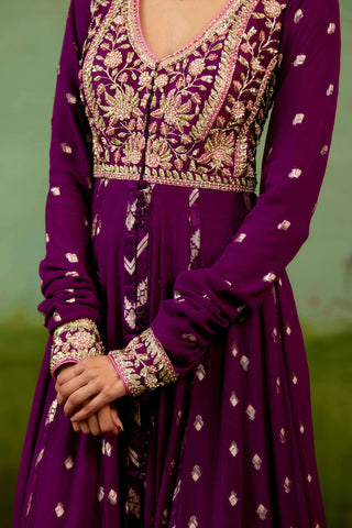 Wine purple anarkali set