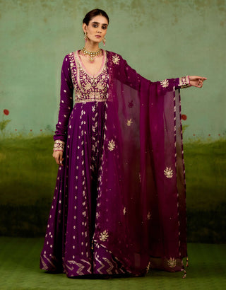 Wine purple anarkali set