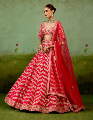 Red gold dori lehenga set