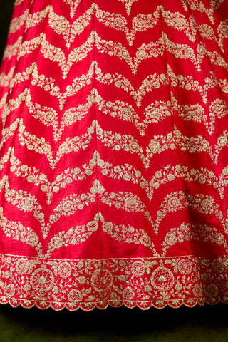Red gold dori lehenga set