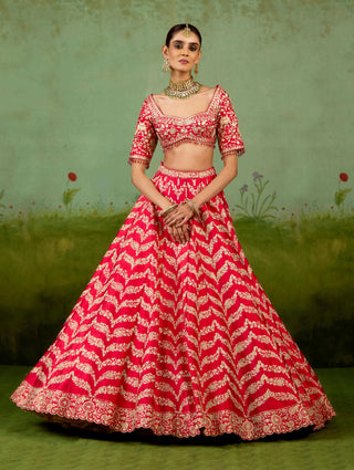 Red gold dori lehenga set