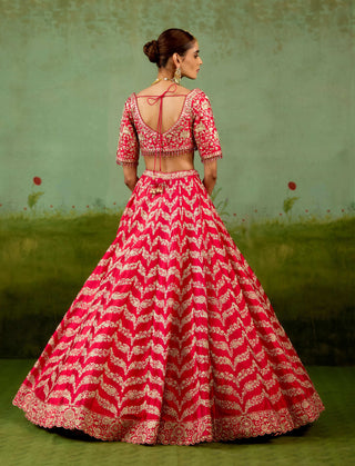 Red gold dori lehenga set
